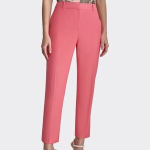 DKNY Petite Essex Mid Rise Straight Leg Vibrant Pink Pants